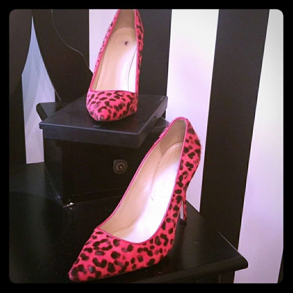 J Crew Red Leopard Roxie Calf Hair Pumps Heels